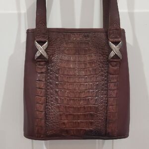 Brighton VINTAGE 90'S Crocodile Accent Leather Shoulder Bag